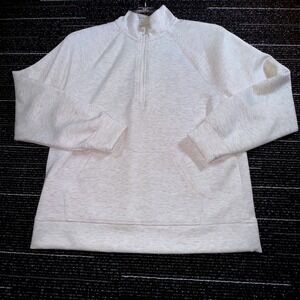 All in Motion Airy Sleek 1/2 Zip Pullover Women M Heathered Cream NWOT